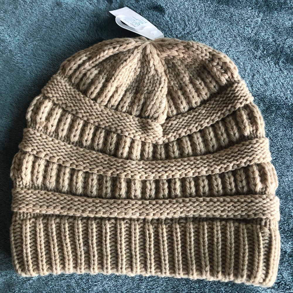 Brand New With Tags Beige Knitted Beanie Hat Cap